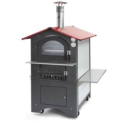 Fontana Forni Rosso 57RV 40 Inch Freestanding Wood Burning Oven and Grill