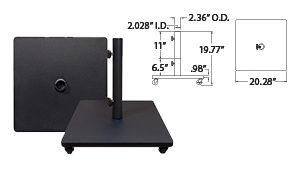Shademaker USA Steel Base With Casters For LIBRA Styles