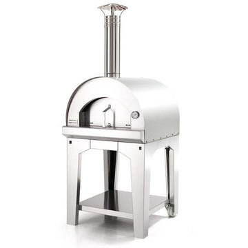 Fontana Forni Margherita 31 Inch Freestanding Stainless Steel Wood Burning Oven and Grill