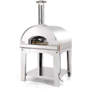 Fontana Forni Marinara 39 Inch Freestanding Stainless Steel Wood Burning Oven and Grill