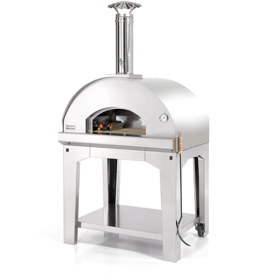 Fontana Forni Mangiafuoco 39 Inch Stainless Steel Freestanding Wood Burning Oven and Grill